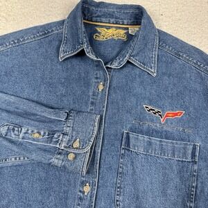 Eagle Dry Goods Denim Shirt Women's M Corvette Embroidered Blue Long Sleeve